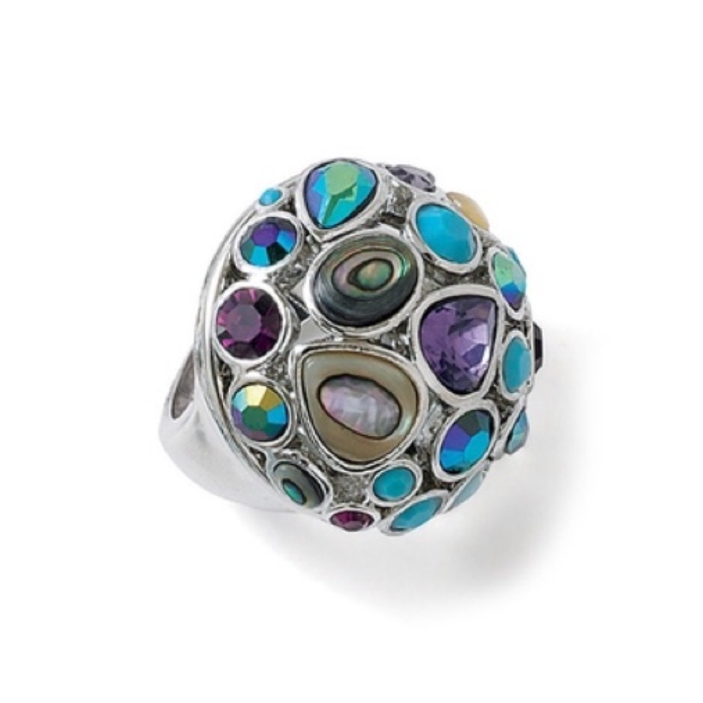 LIA SOPHIA Fireworks silver multicolor chunky statement ring one size